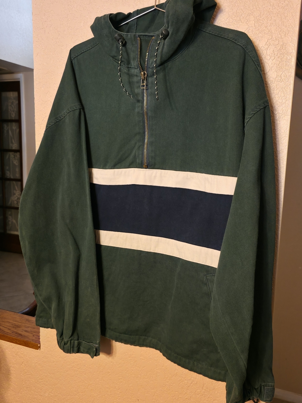 Old Navy Dark Green Quarter-Zip Hoodie 100% Cotton